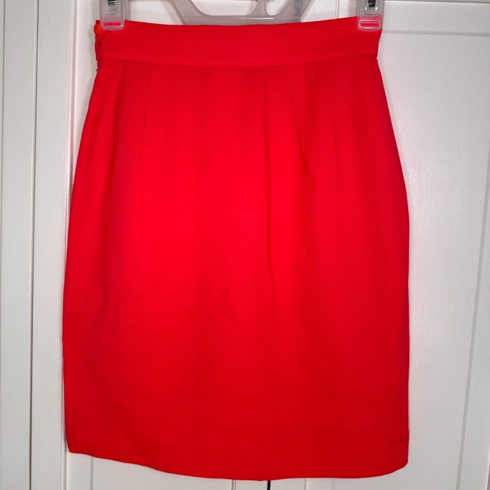 Thierry Mugler Hot Pink Pencil Skirt Womens 4 Vintage 90s French Couture Wool - Picture 9 of 10